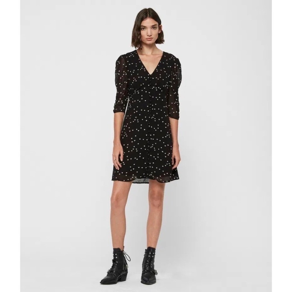ALLSAINTS Malie Broken‎ Heart Dress Embroidered Black Ivory All Saints Small